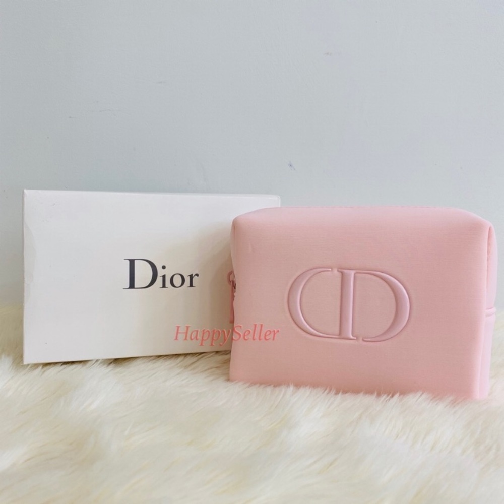 DIOR Pouch Cosmetic Organizer Makeup Square Case Shaving Kit Dopp Bag Pink New